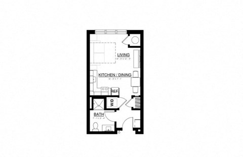 Floor plan for studio, 1 bath, 428 sqft